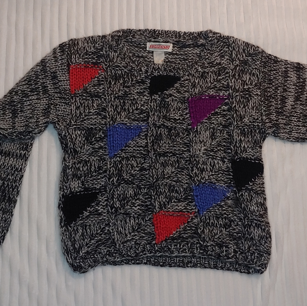 90s Vintage Geometric Crop Sweater 90s